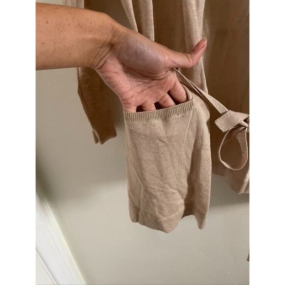 Gerard Darel Sweater Women's Linen Silk Blend Cardigan Open Front Small Tan Belt - Picture 6 of 10